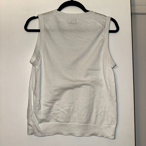 J. Crew Womens Medium Classic Shell Sleeveless Sweater Crew Tank Top White GUC - Picture 2 of 5